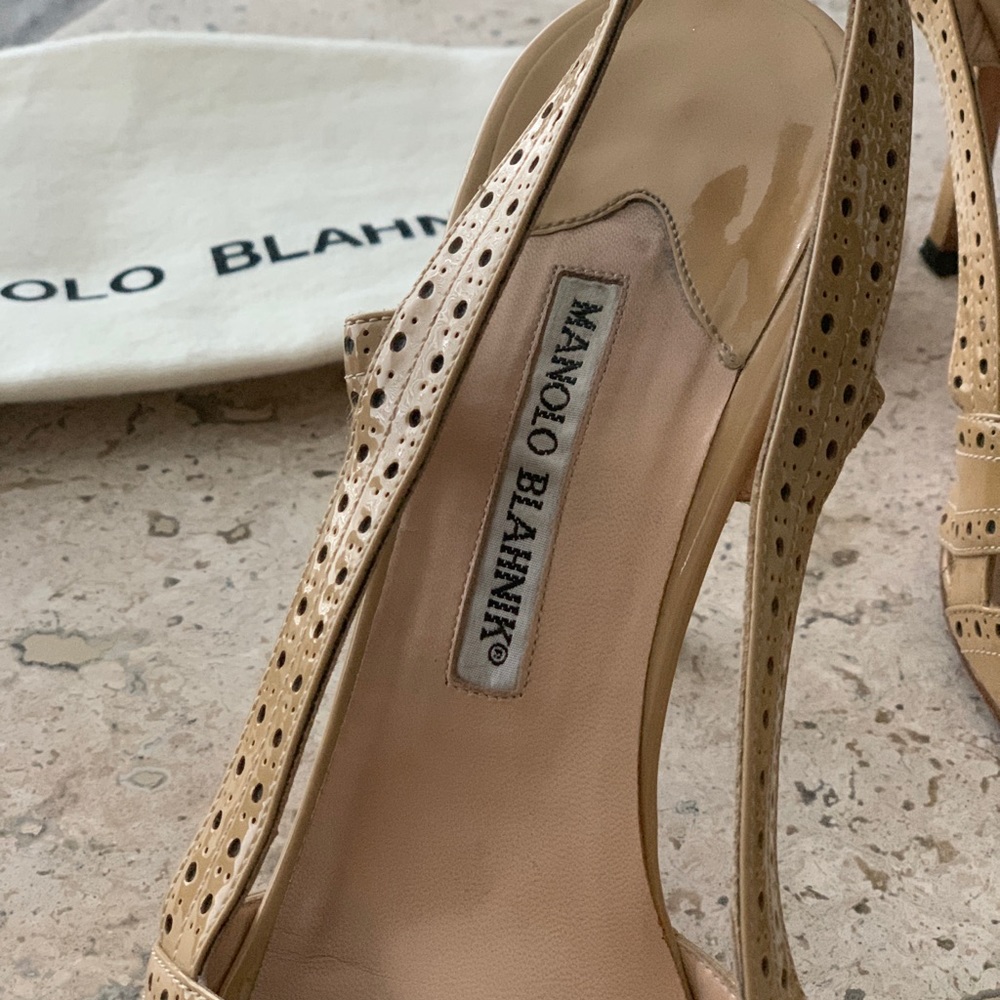 Manolo Blahnik sling back peep toe pumps - Picture 2 of 8